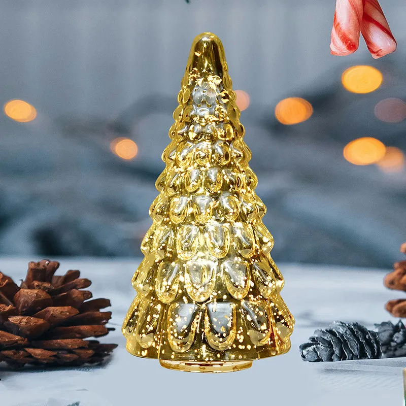 Vibrant Pine Xmas Tree Glass Table Lamp - Silver media 2