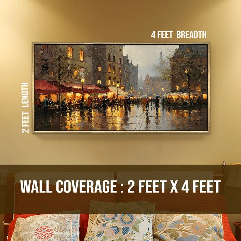 Golden Drizzle Canvas Wall Painting With Frame media 9