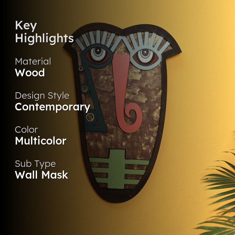Indraneel Mask Wooden Wall Accent media 2
