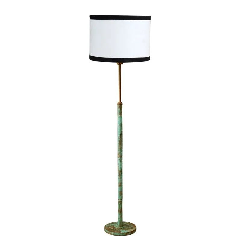 Amber Glow Wooden Floor Lamp - White & Black media 5