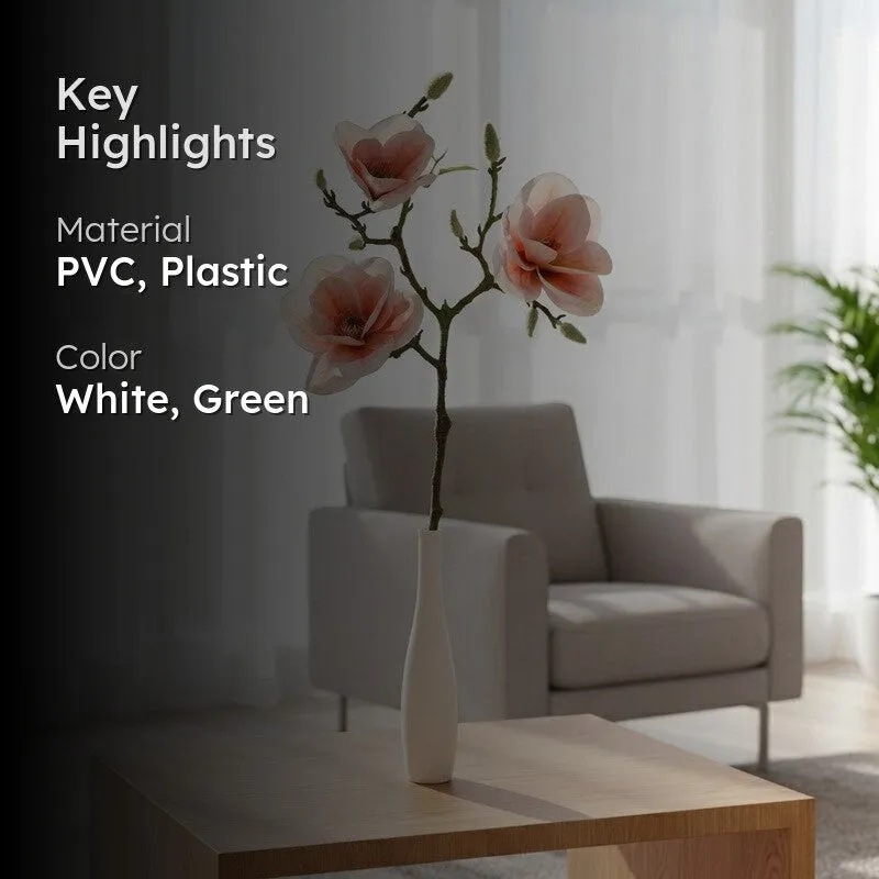 Magnolia Bloom Artificial Flower Stem - White media 2