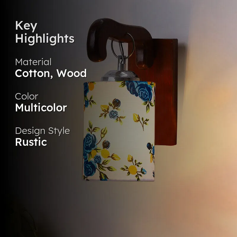 Klarion Printed Wooden Wall Lamp - Blue media 2