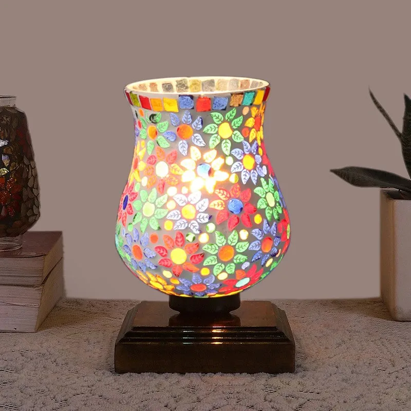 Chromiq Mosaic Glass Table Lamp With Wooden Base - Multicolor media 3