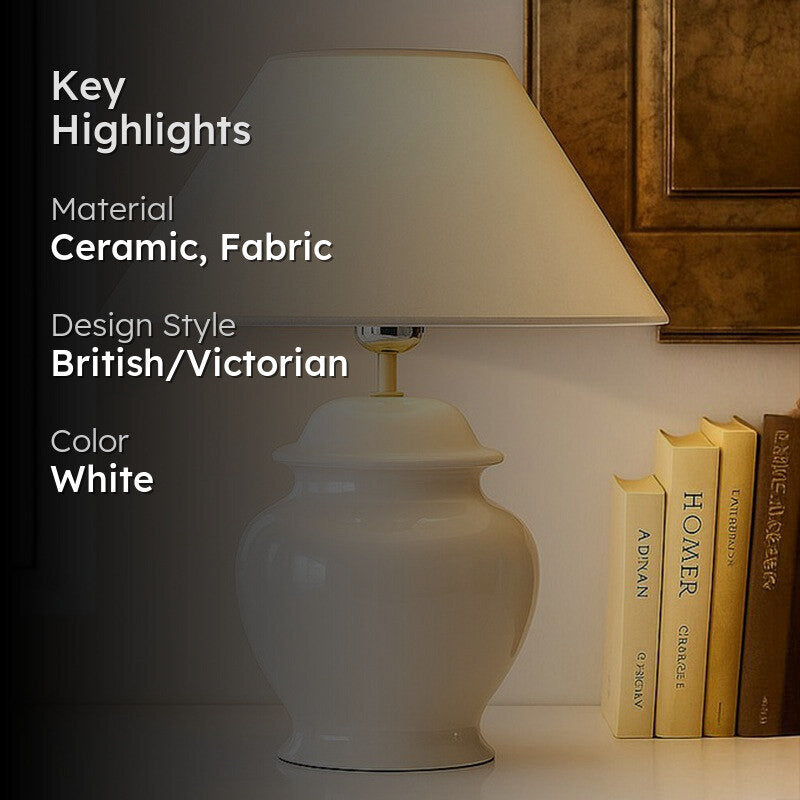 Fancy Ceramic Table Lamp - White media 2