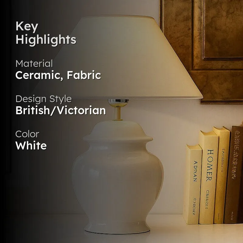 Fancy Ceramic Table Lamp - White media 2