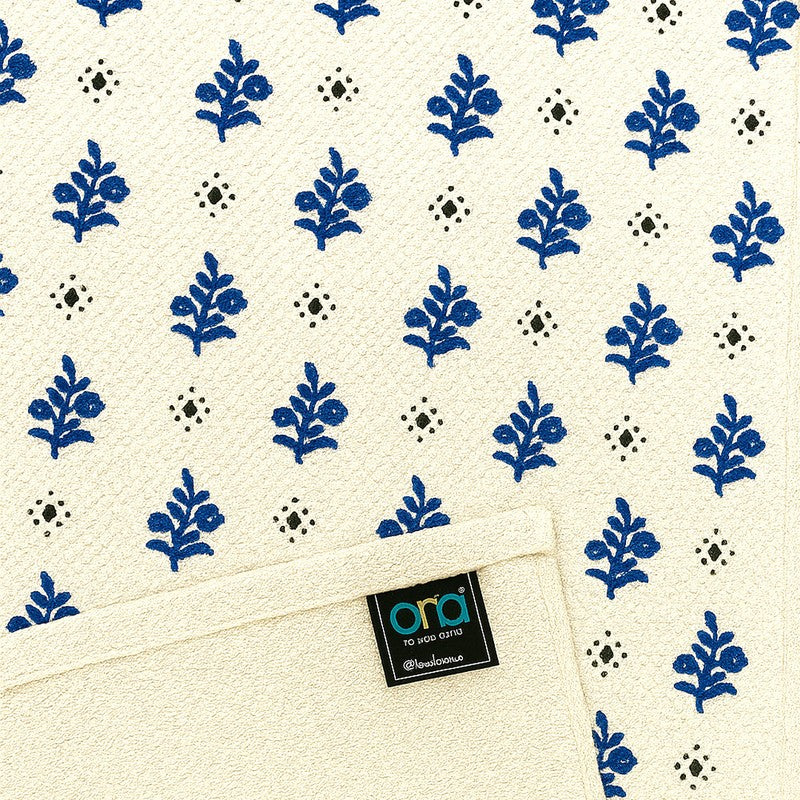 Blue Mosaic Block Print Cotton Runner Rug media 6
