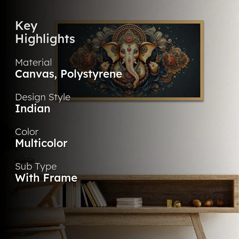 Vakratund Festive Wall Painting With Frame media 2