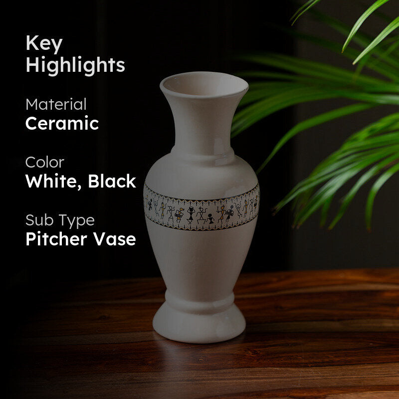 Wise Warli Handpainted Vase media 2