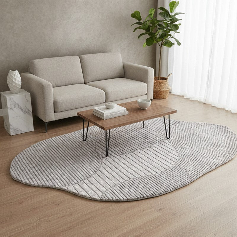 Evora Wool & Viscose Carpet - Grey - 5 x 7 ft