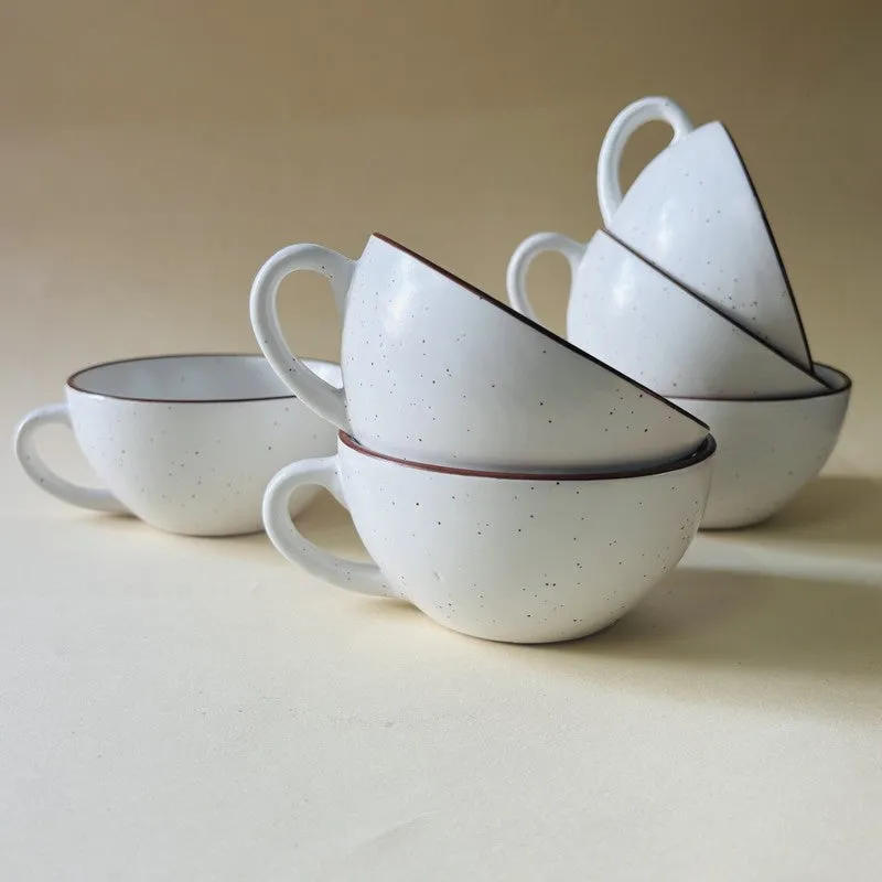 Ceramic Tea Cups (White,240 mL Each) - Set Of Six media 7
