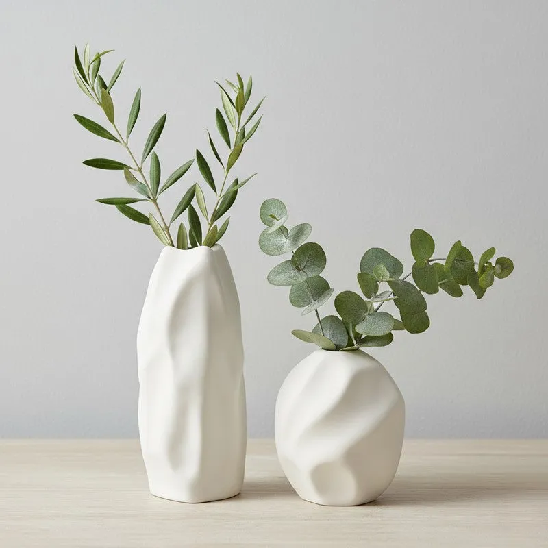 Sculpa Organic Sculpted Ceramic Vase(Ivory) - Set Of Two media 6