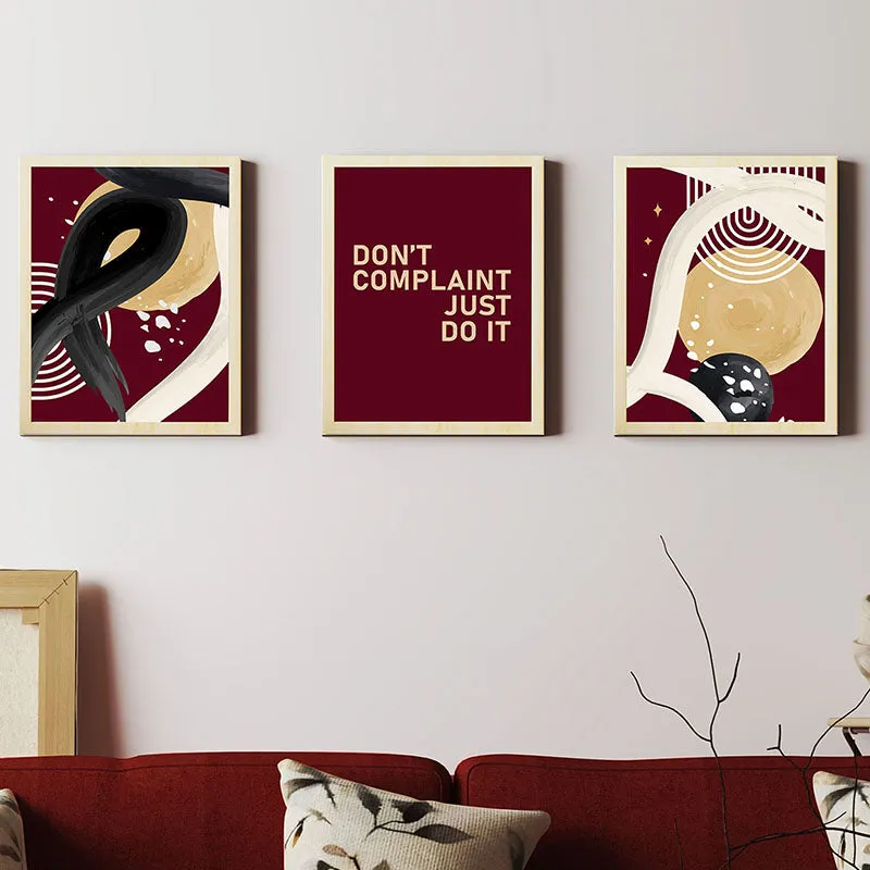 Dont Complain Just Do It Abtract Wall Art - Set Of Three media 1