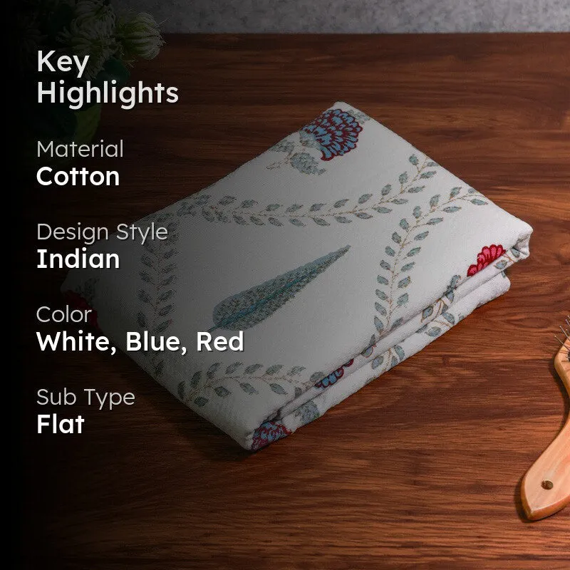 Desert Bloom Cotton BathTowel - Blue & White media 2