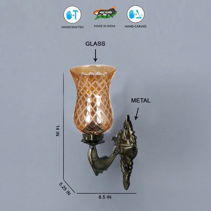Honey Glow Scroll Amber Glass Wall Lamp media 9