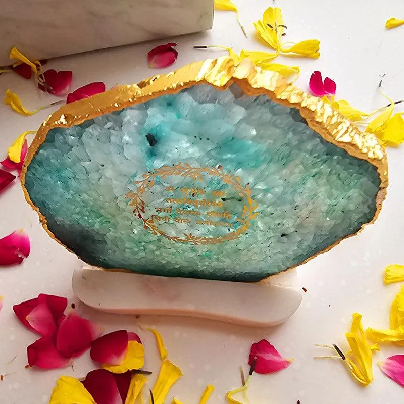 Festive Gayatri Mantra Tealight Candle Holder - Green media 3