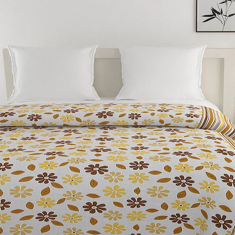 Swayam Smera Floral Cotton Comforter (Brown & Yellow) - 150 GSM media 4