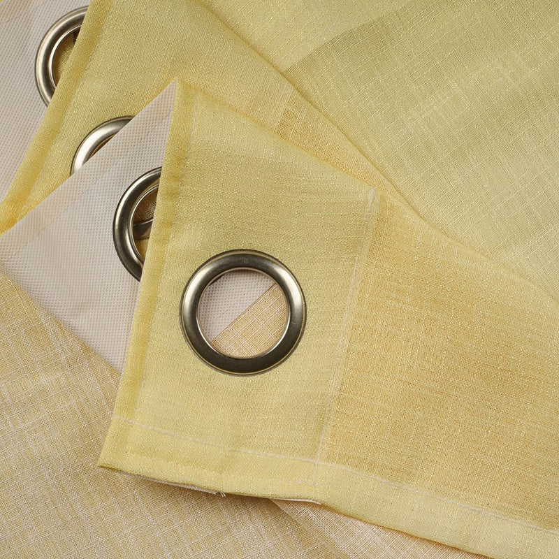 Ombria Linen Texture Sheer Curtain (Yellow,Blue) - Set Of Two media 5