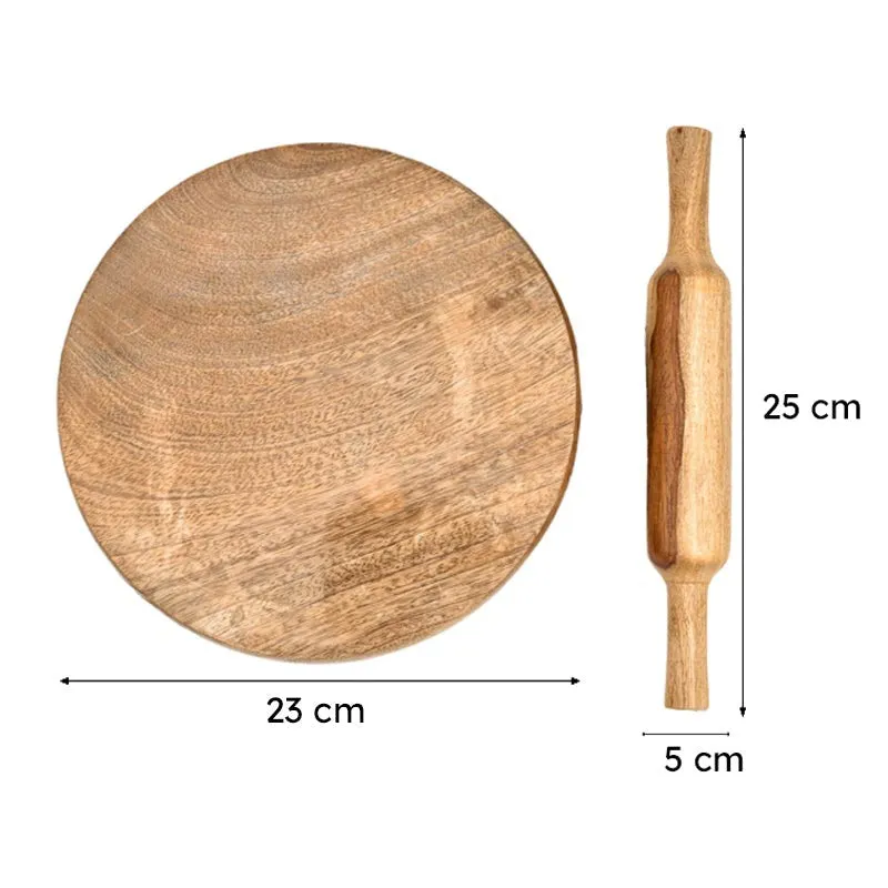 Ashra Wood Rolling Pin With Board - Set Of Two media 7