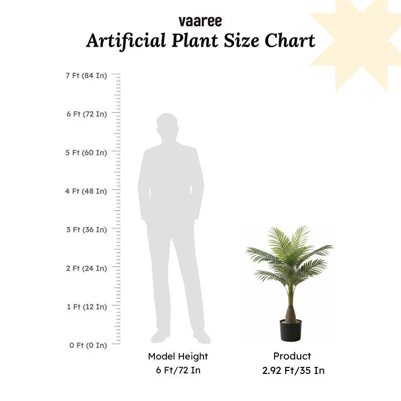 Grevol Artificial Bottle Areca Palm Plant With Black Plastic Pot  3 ft media 6