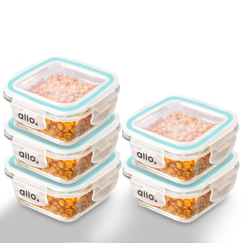Foogra Leak Proof Glass Lunch Box (320 mL Each) - Set Of Five media 4