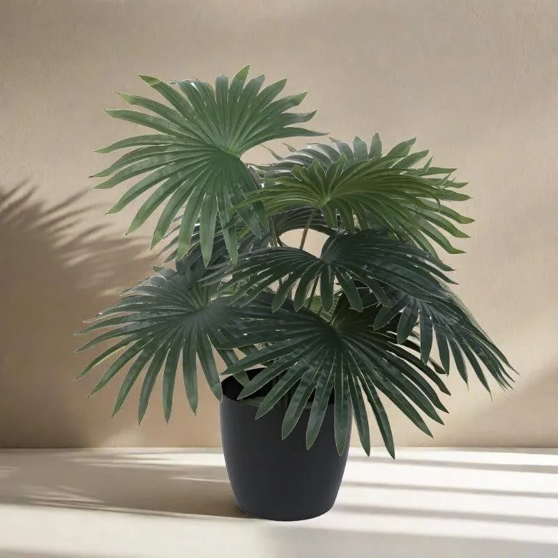 Faux Mini Palm Plant With Black Plastic Pot - 55 cms media 3