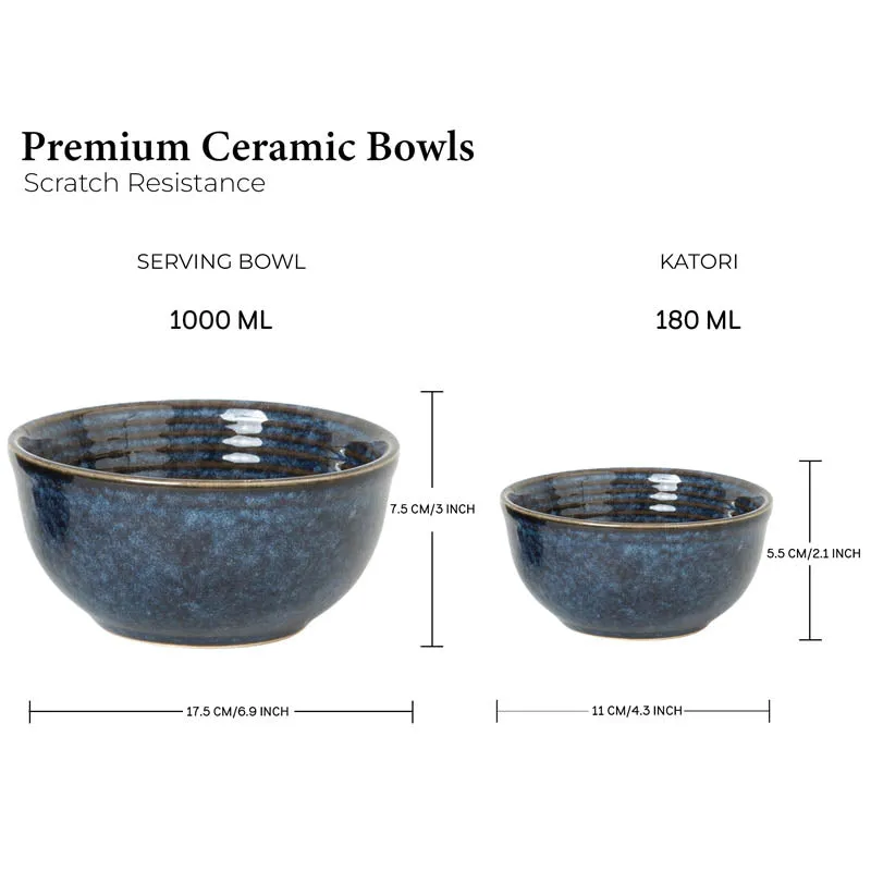Meghneel Handmade Dinner Set (Blue/1 L/ 180 mL) - 14 Piece Set media 6