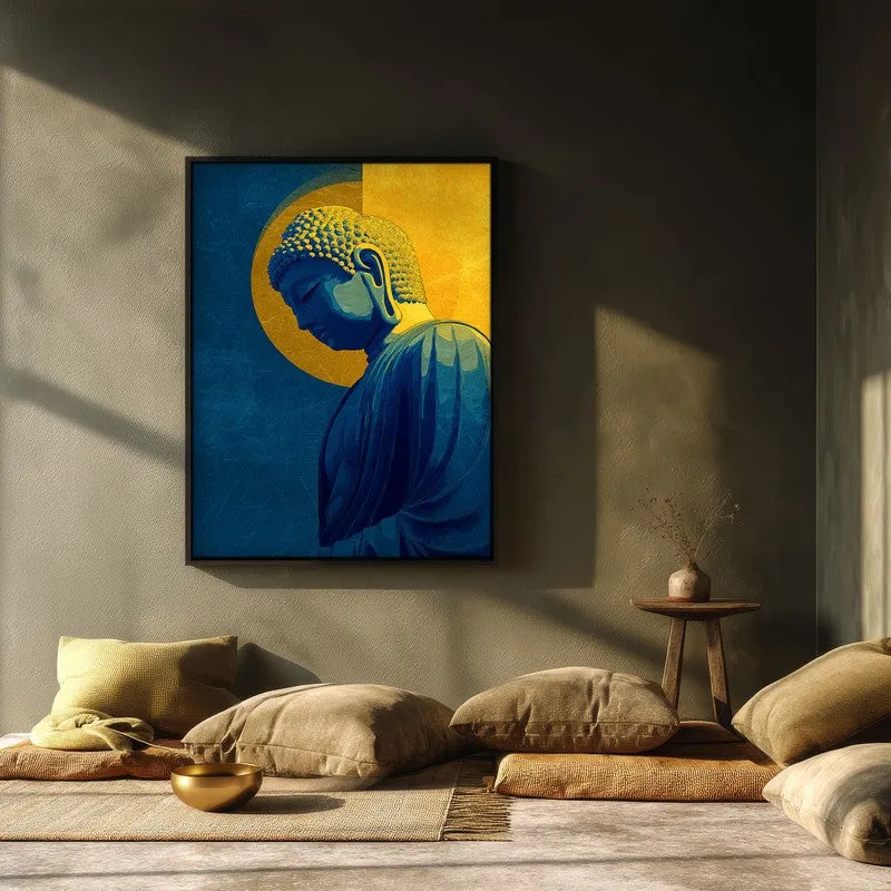 Radiant Buddha In Golden Aura Archival Paper Wall Painting With Black Frame media 3