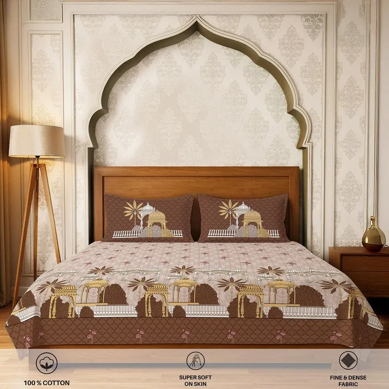 Urban Space Heritage Touch Fitted Cotton Bedsheet (Brown) - 300 TC media 4