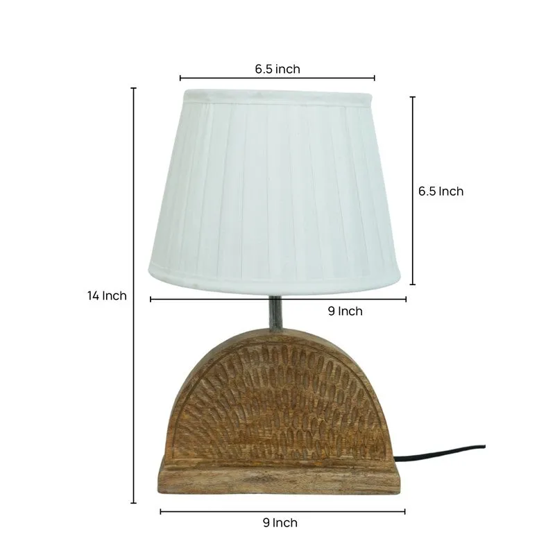Arcwood Ivory Wooden Base Cotton Table Lamp - White media 5