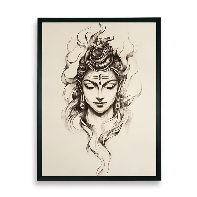 Shiva Sketch Canvas Wall Art With Resin Frame media 8