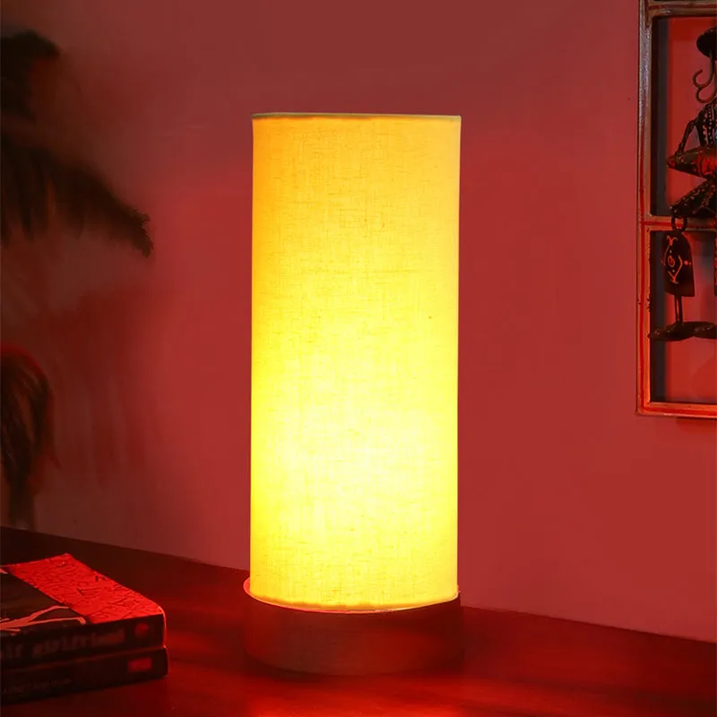 Nyra Tower Wooden Table Lamp - Yellow,Brown media 6