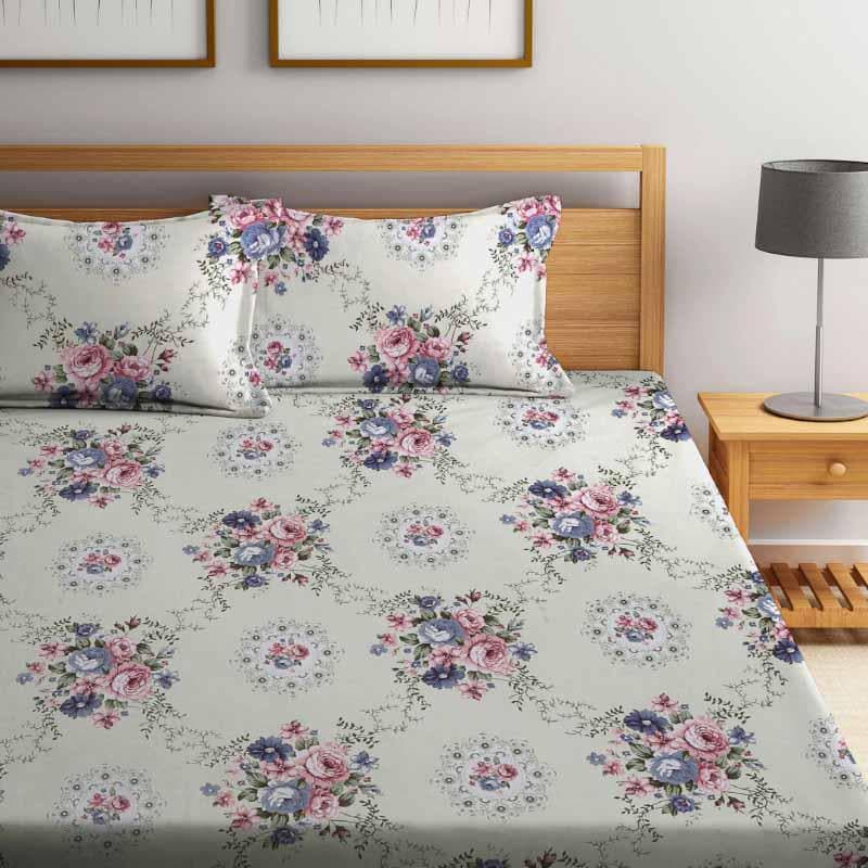 Retro Painted Floral Bedsheet - 150 GSM media 4