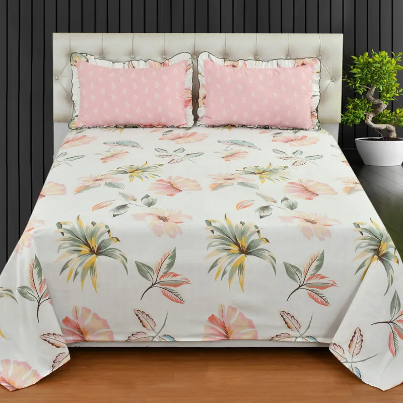 Berry Blush Frill Microfiber Bedsheet - 150 GSM media 7