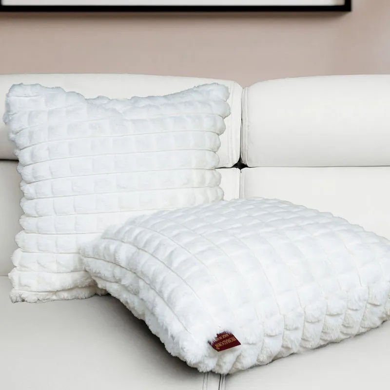Frost Waffle White Cushion Cover (Square) Set of Two media 2