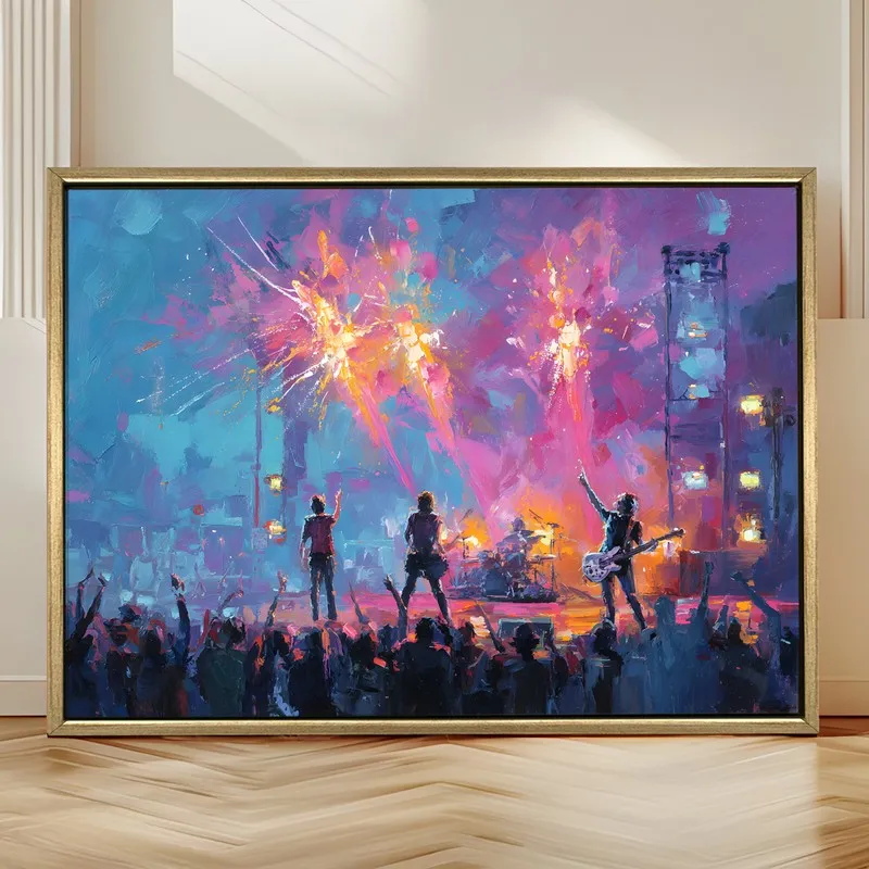 Guitar Firestorm Canvas Wall Painting With Frame media 4