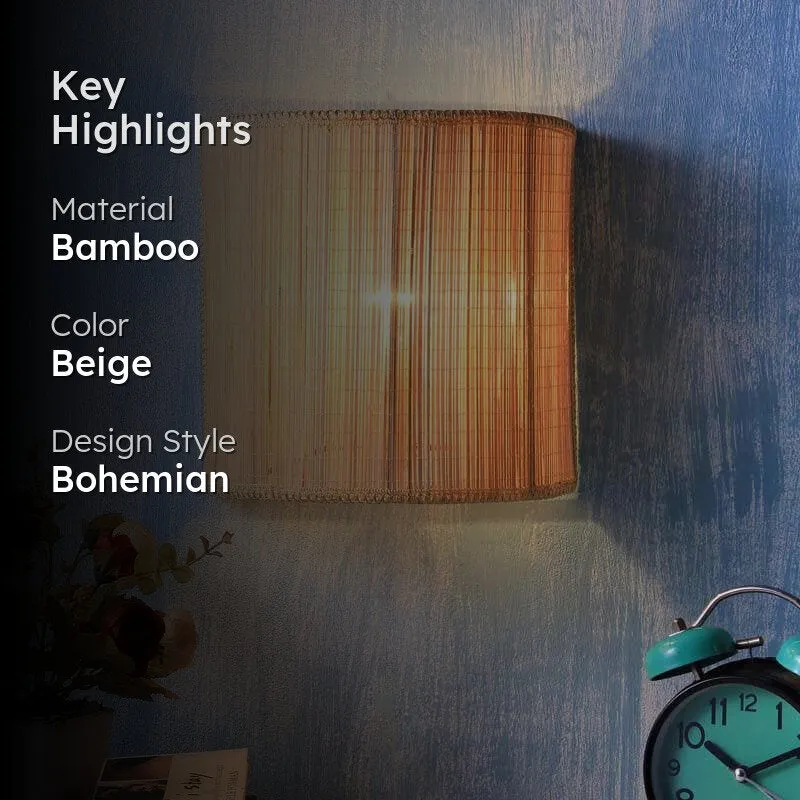 Cylindrical Floating Bamboo Wall Lamp - Beige media 2