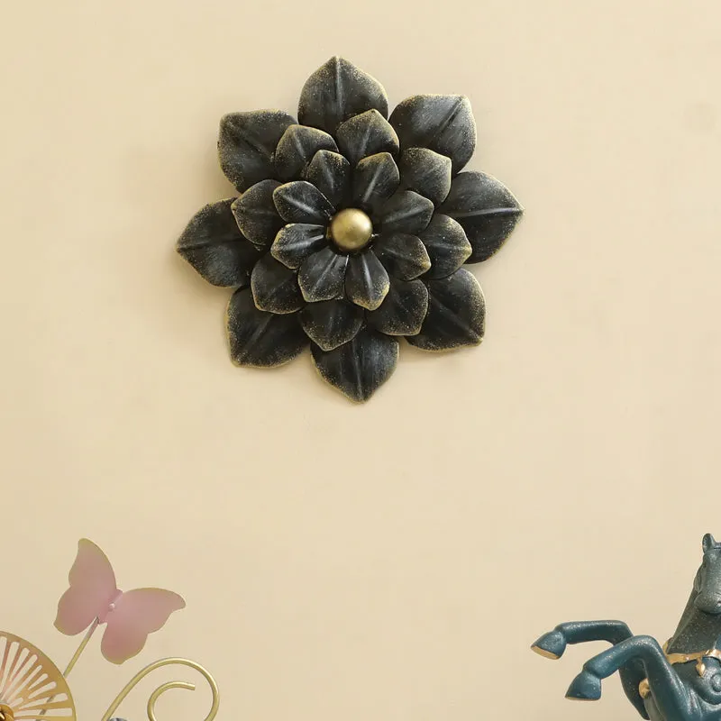Antique Petal Charm Metal Wall Accent - Grey media 1