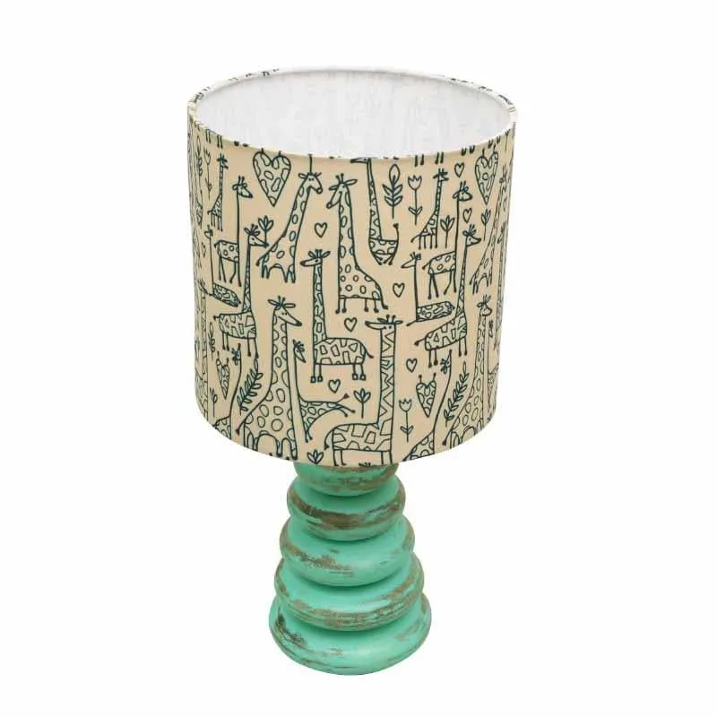 Tall Tales Blue Wood Fabric Table Lamp - Beige,Brown media 4