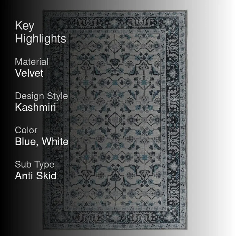 Aalya Velvet Rectangle Anti-Skid Carpet media 2