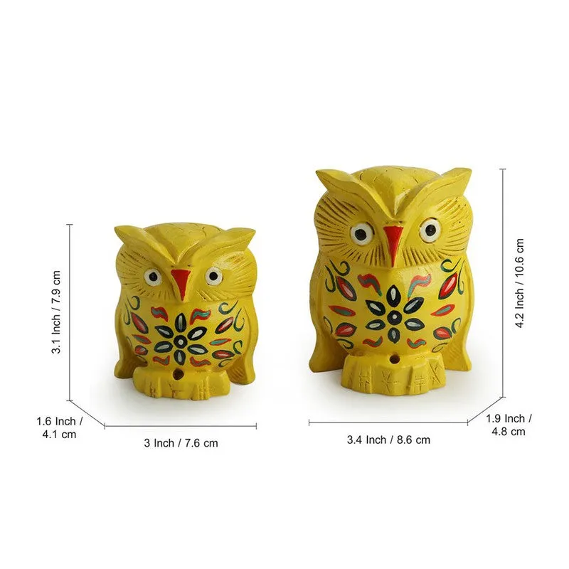 Owl Dream Handcarved Showpiece - Set Of Two media 6
