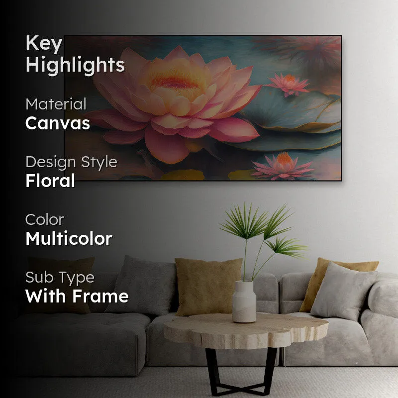 Lotus Lemora Floral Canvas Wall Painting media 3