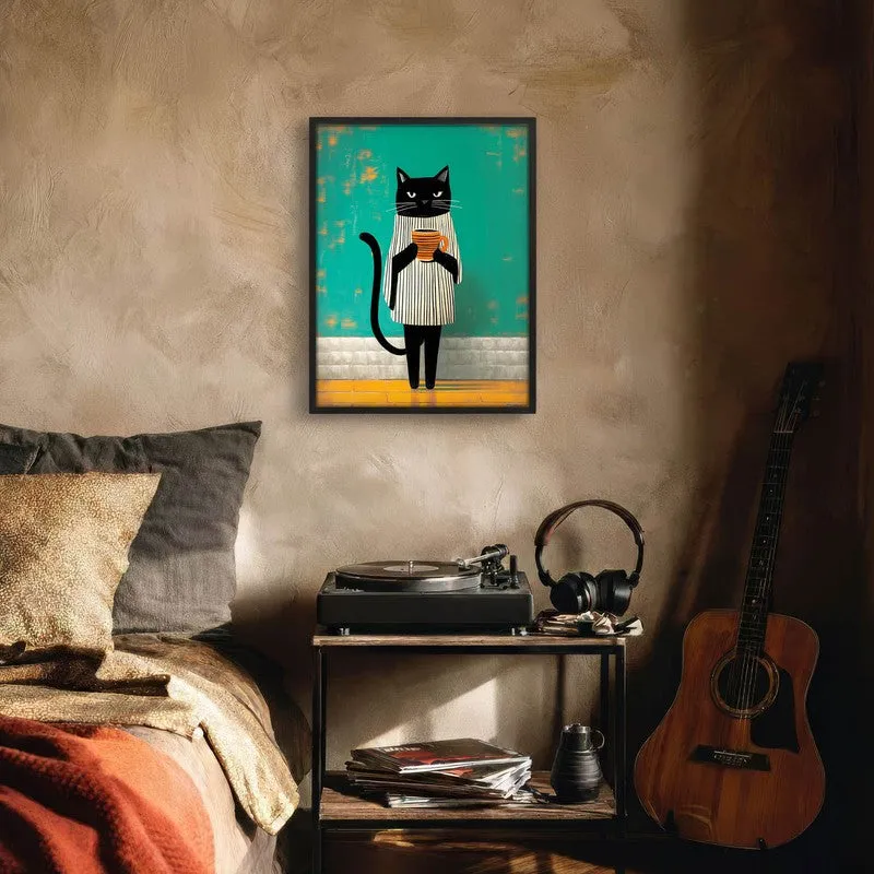 Folk Cat Wall Painting With Frame media 6