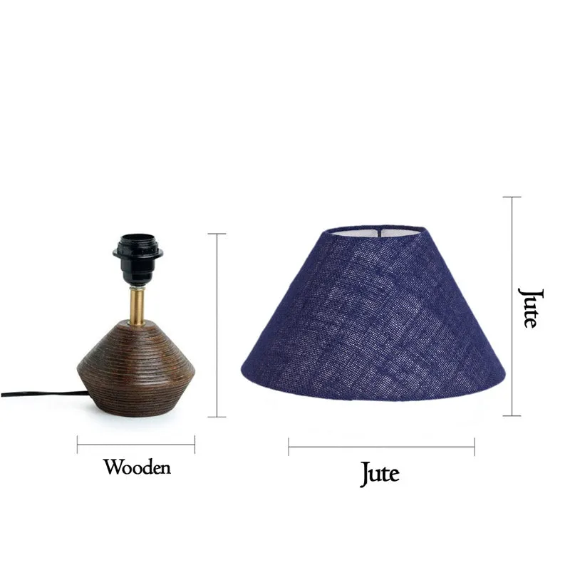 Yami Cone Wooden Table Lamp With Jute Shade - Brown,Blue media 5