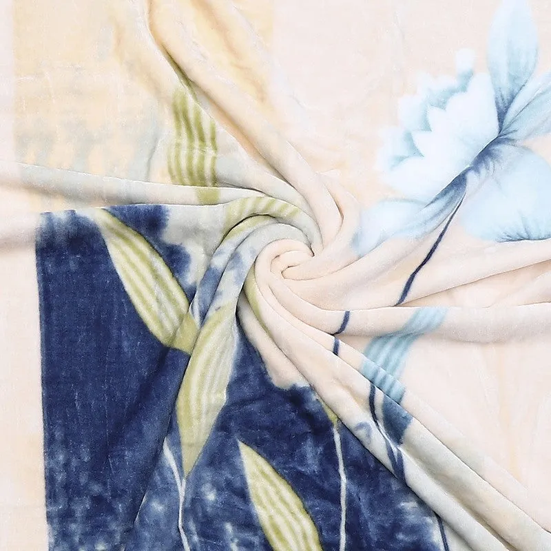 Monte Carlo Blossom Bliss Blanket (Blue,Beige)- 500 GSM media 7