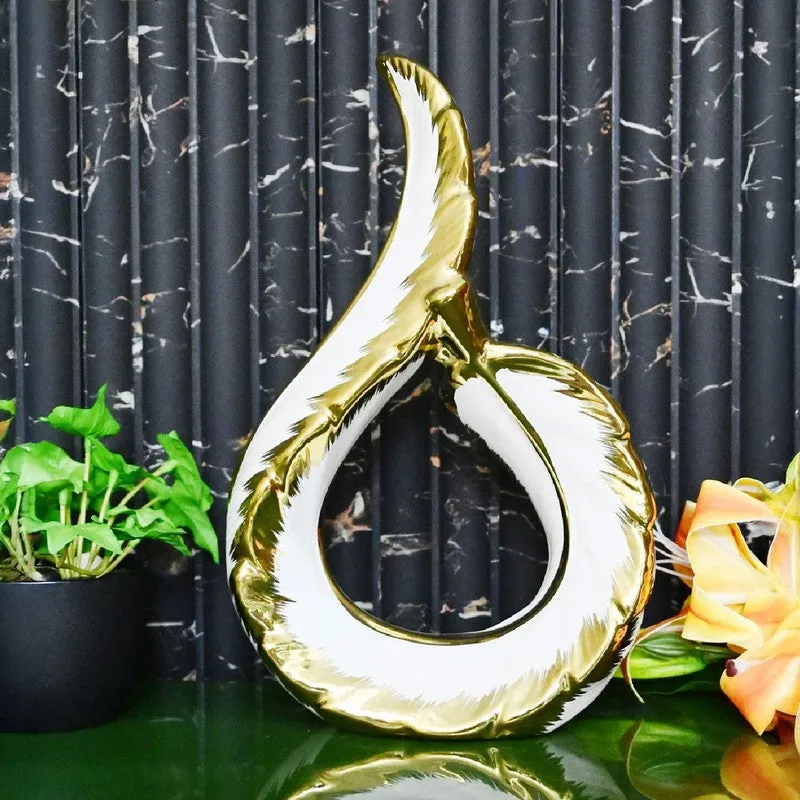 Zynera Emerald Curve Decorative Showpiece - White media 1
