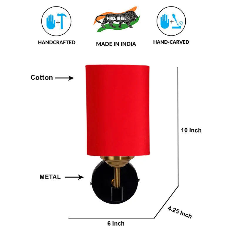 Sienna Sleek Steel & Cotton Wall Lamp - Red media 6