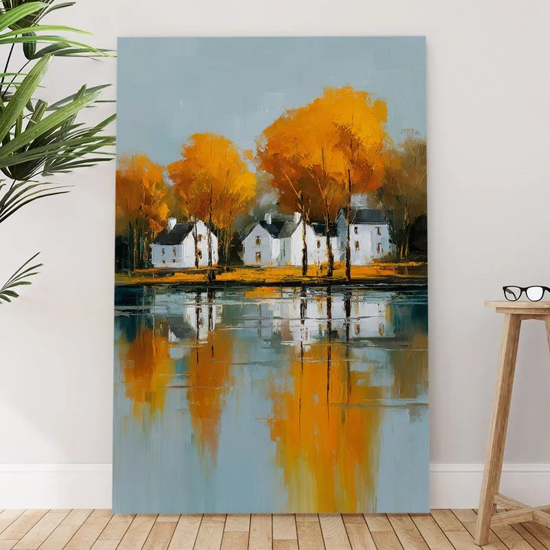 Golden Trees Reflection Canvas Wall Art media 6