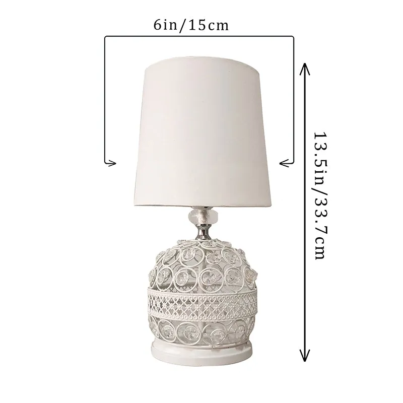 Filigree Metal Fabric Table Lamp - White media 6