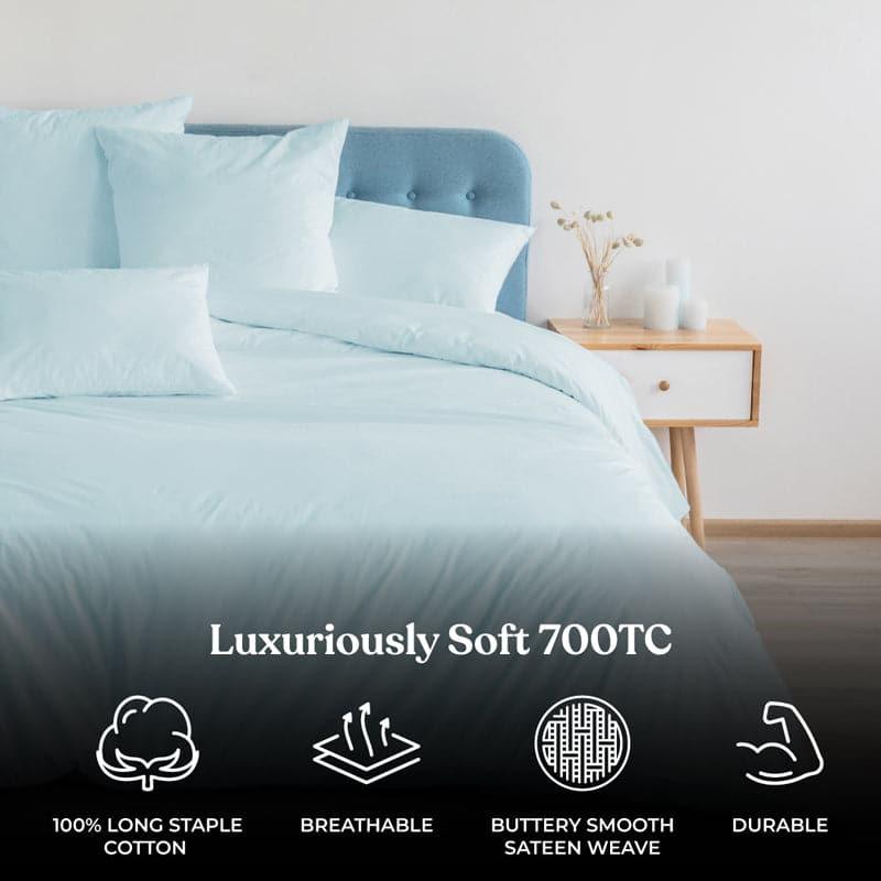 Freyda Solid Cotton Bedsheet (Blue) - 700 TC media 6