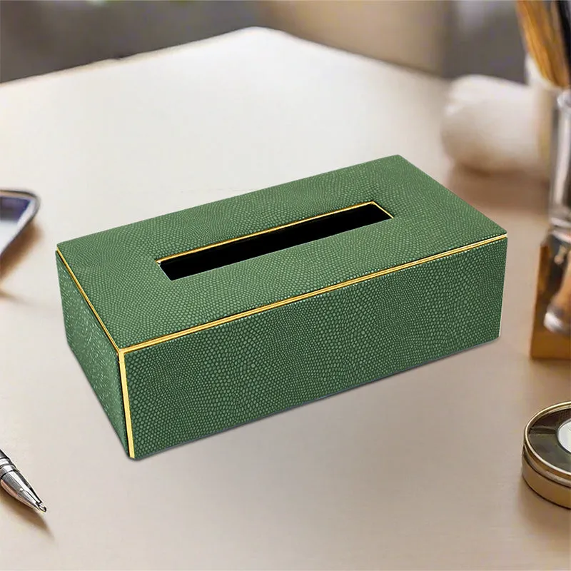 Tisquo Edge Faux Leather Tissue Box - Olive Green media 1